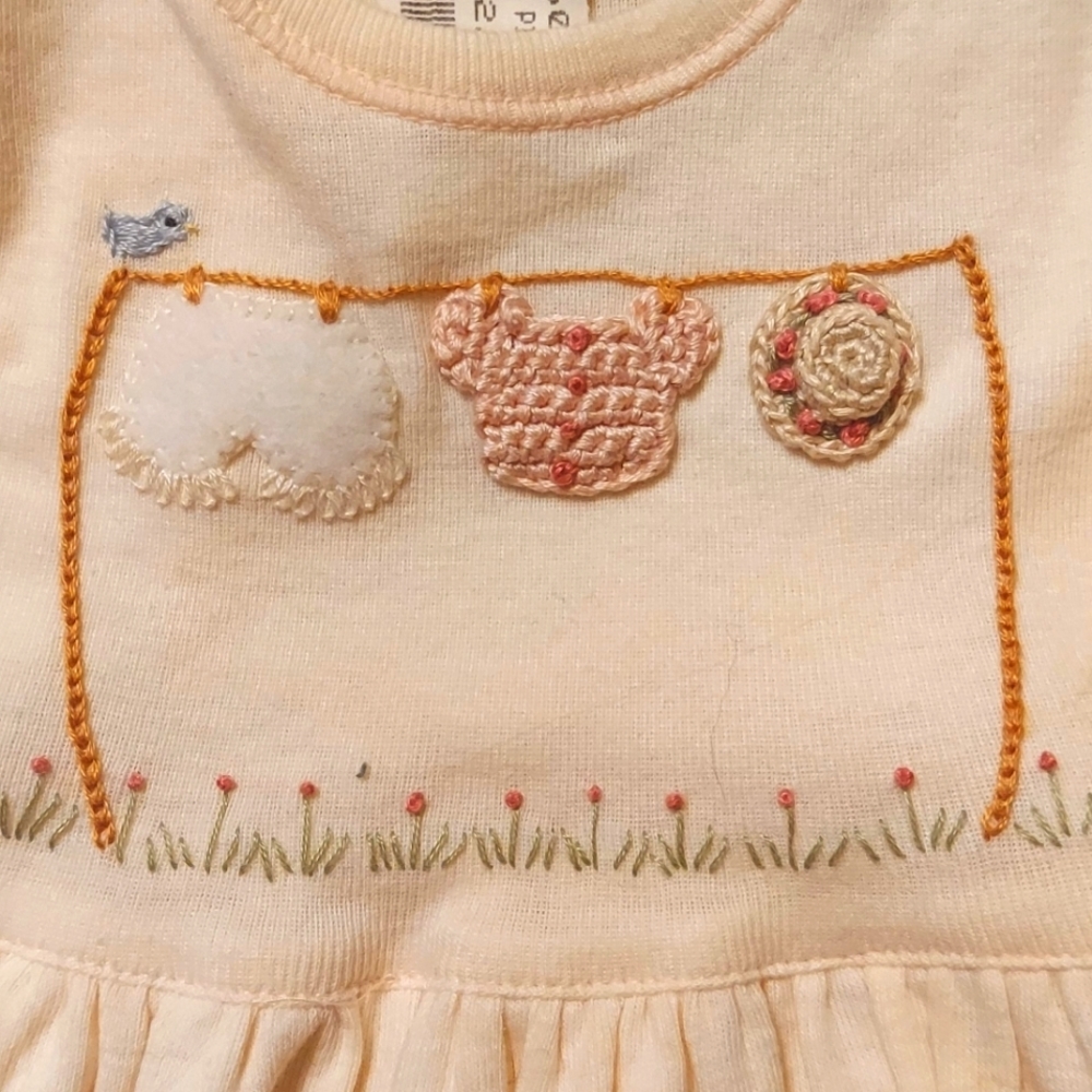 Victoria Kids, size S, 3-6 months old, light pink dress with embroidery details